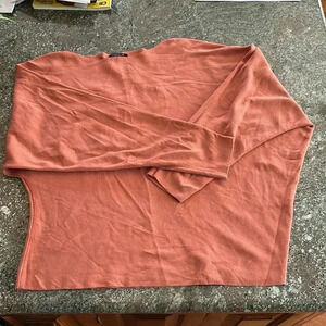 Lafayette 148 Dolman Sleeve Boat Neck Asymmetrical Long Sleeve Top Blouse Sz L